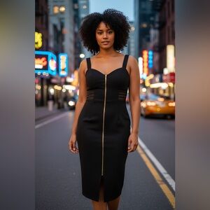 BCX Black Mini Dress with Zipper Detail